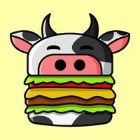 Burger Cow Cute and funny vector