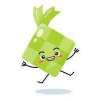 cute doodle ketupat cartoon character vector