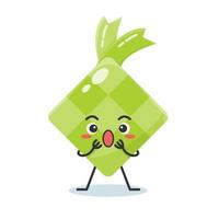 cute doodle ketupat cartoon character vector
