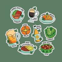 Saint Patrick Irish Food Stickers vector