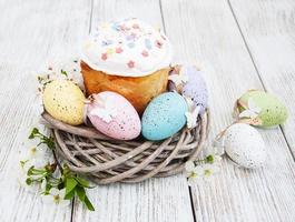 Easter bread and eggs photo