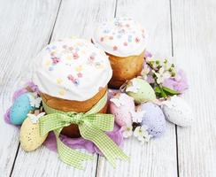 Easter bread and eggs photo