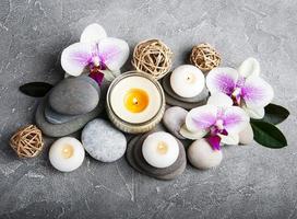 Spa concept with orchid flowers photo