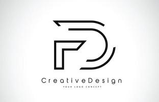 FD F D Letter Logo Design in Black Colors. vector