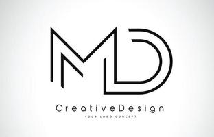Diseño del logotipo de la letra md md en colores negros. vector