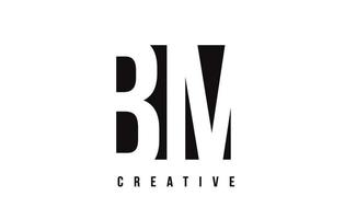 BM B M White Letter Logo Design with Black Square. vector