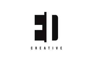 ED E D White Letter Logo Design with Black Square. vector