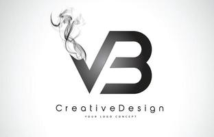 diseño de logotipo de letra vb con humo negro. vector