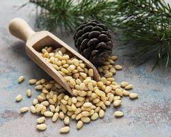 Pine nuts on a table photo