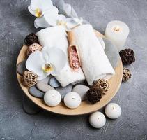 Spa concept with white orchids photo