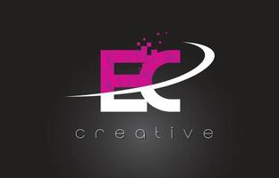 EC E C Creative Letters Design With White Pink Colors vector