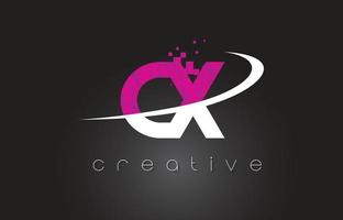 CX C X Creative Letters Design With White Pink Colors vector