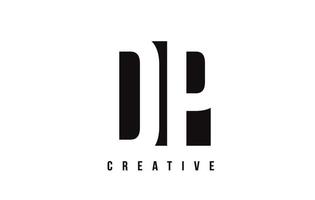 DP D P White Letter Logo Design with Black Square. vector