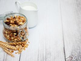 homemade granola in jar photo