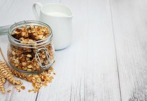 homemade granola in jar photo