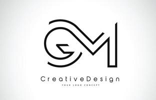 Diseño del logotipo de la letra gm gm en colores negros. vector