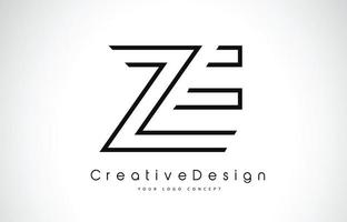 ZE Z E Letter Logo Design in Black Colors. vector