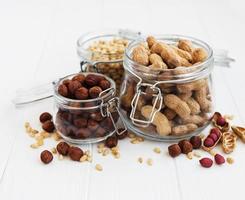 Mixed nuts on a table photo