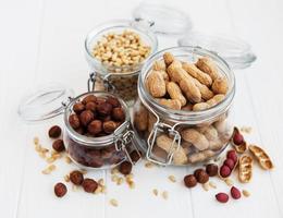 Mixed nuts on a table photo