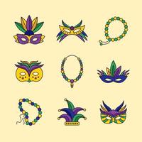 Mardi Gras Masquerades and Beads Icon Package vector