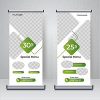 Food and Restaurant roll up banner design template vector