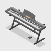 instrumento musical de teclado isométrico vectorial - piano digital con soporte y pedal vector