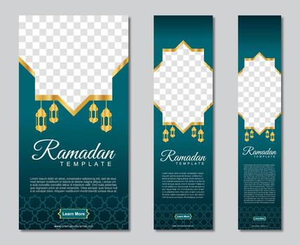 set of ramadan web banners of standard size with a place for photos. Ramadan template design. vector illustration