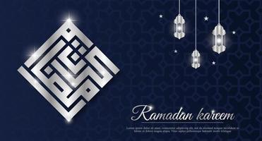 ramadan kareem banner horizontal con caligrafía dorada de ramadan. Ilustración de caligrafía de ramadán de oro 3d. diseño de saludo árabe moderno. ilustración vectorial vector