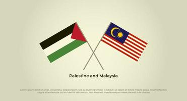 Crossed flags of Palestine and Malaysia. Official colors. Correct proportion vector