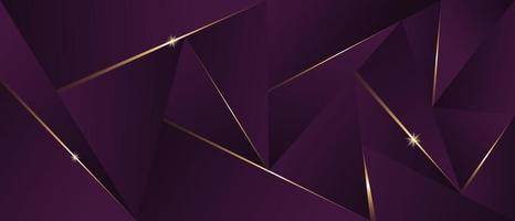 Abstract luxury polygonal pattern, dark purple with gold vector