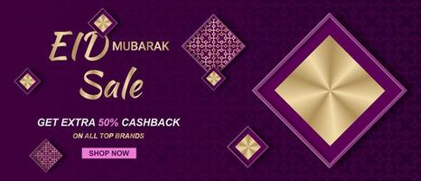 Ramadan sale. Web header or banner design with golden ramadan kareem calligraphy. Vector illustration