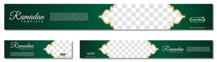 conjunto de banners web de ramadán de tamaño estándar con un lugar para fotos. diseño de plantilla de ramadán. ilustración vectorial vector