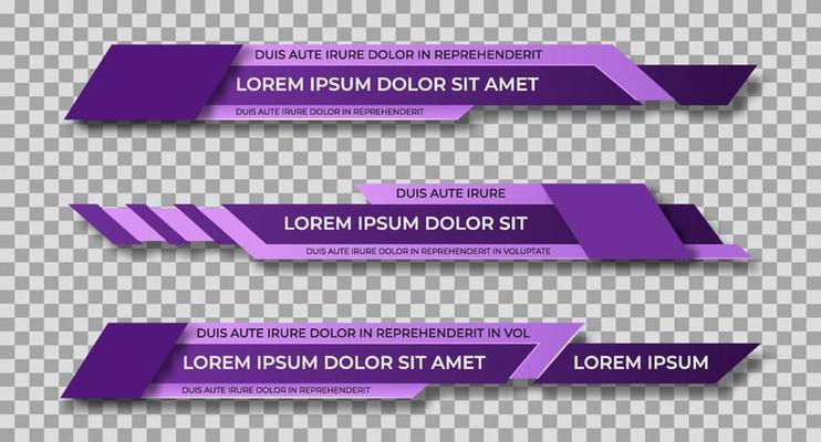 Lower third template. Set of TV banners and bars for news and sport channels, streaming and broadcasting. Collection of lower third for video editing on transparent background