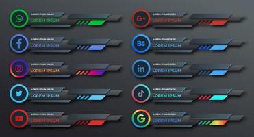 Social media web lower third banners template design vector