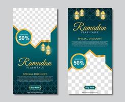 elegante venta de ramadán para la plantilla de historias de redes sociales. ilustración vectorial vector