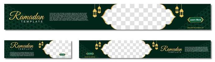 conjunto de banners web de ramadán de tamaño estándar con un lugar para fotos. diseño de plantilla de ramadán. ilustración vectorial vector