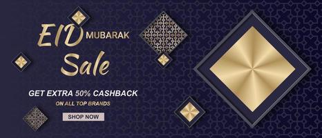 Ramadan sale. Web header or banner design with golden ramadan kareem calligraphy. Vector illustration