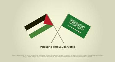 Crossed flags of Palestine and Saudi Arabia. Official colors. Correct proportion vector