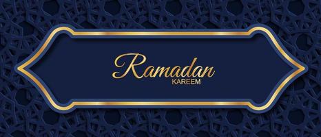 banner de lujo con una combinación de línea dorada brillante con estilo 3d. invitación de la tarjeta de felicitación ramadan kareem para la comunidad musulmana. ilustración vectorial vector