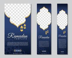 conjunto de banners web de ramadán de tamaño estándar con un lugar para fotos. diseño de plantilla de ramadán. ilustración vectorial vector