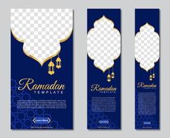 conjunto de banners web de ramadán de tamaño estándar con un lugar para fotos. diseño de plantilla de ramadán. ilustración vectorial vector