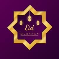 Eid mubarak square card. Vector papercut card design. Vector illustration