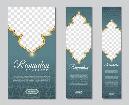 set of ramadan web banners of standard size with a place for photos. Ramadan template design. vector illustration