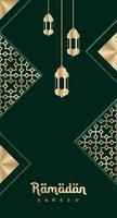 conjunto de tarjetas de felicitación ramadan kareem. colección de plantillas de invitaciones de vacaciones de ramadán con letras doradas y patrón árabe vector