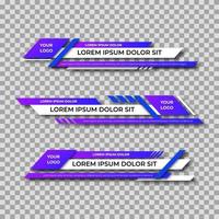 Modern geometric lower third banner template design. Colorful lower thirds set template vector