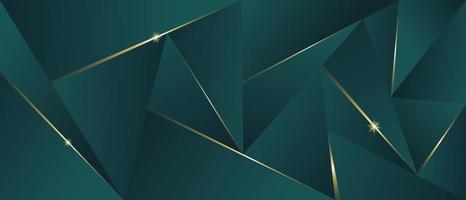 Abstract luxury polygonal pattern, dark green with gold vector
