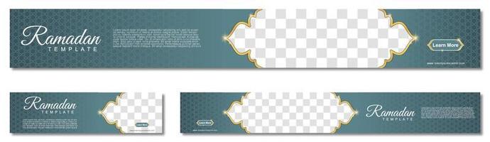 conjunto de banners web de ramadán de tamaño estándar con un lugar para fotos. diseño de plantilla de ramadán. ilustración vectorial vector