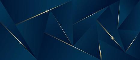 Abstract luxury polygonal pattern, dark blue with gold vector