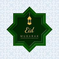 Eid mubarak square card. Vector papercut card design. Vector illustration