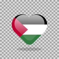 Love Palestine symbol. Heart flag icon vector